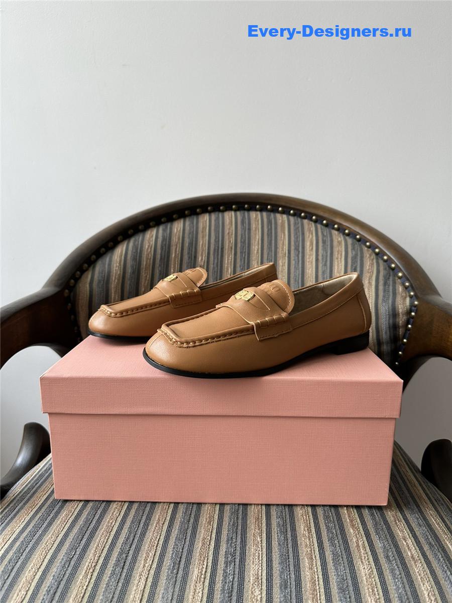 Miu Miu Brown Leather Penny Loafers