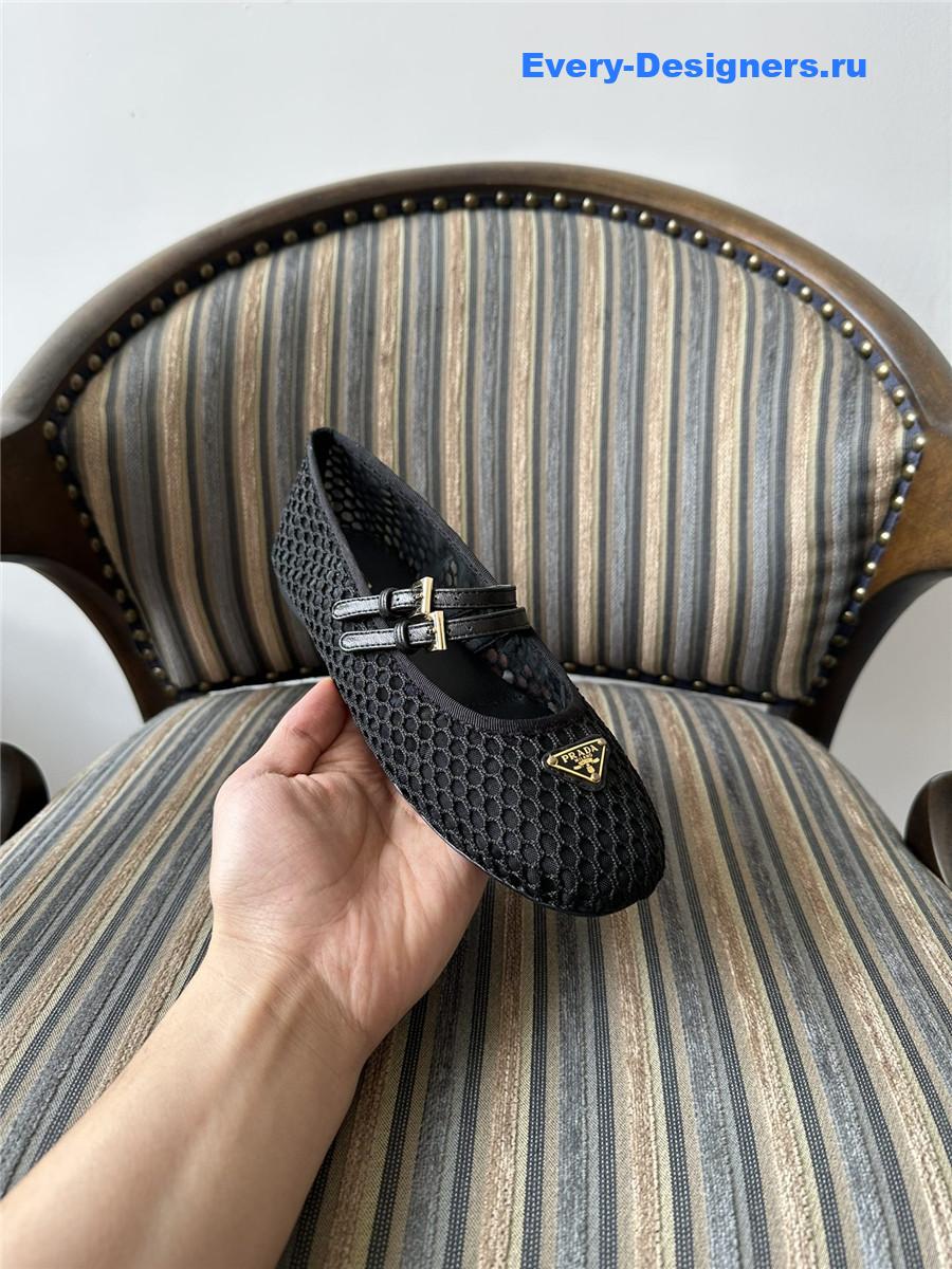 Pra*a ballerine mesh mary jane flat in black