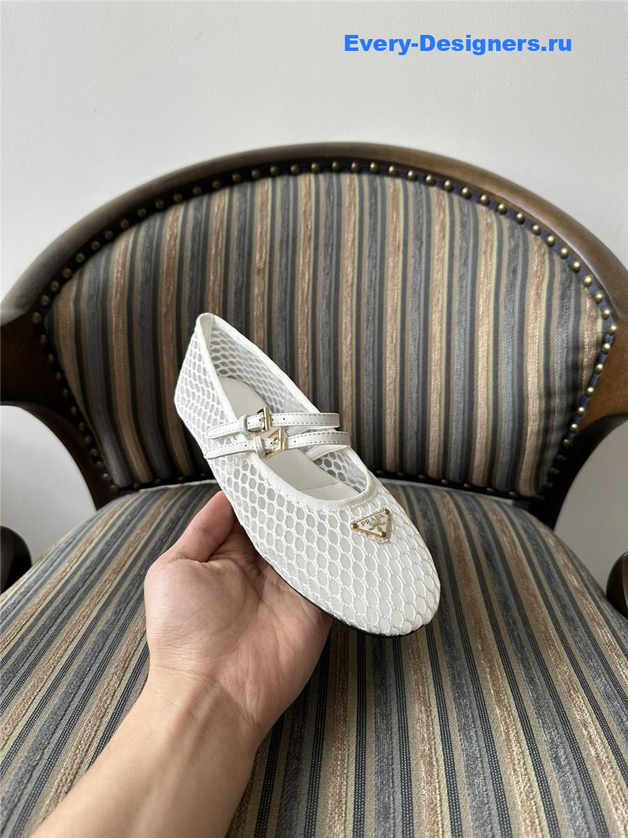 Pra*a ballerine mesh mary jane flat in white