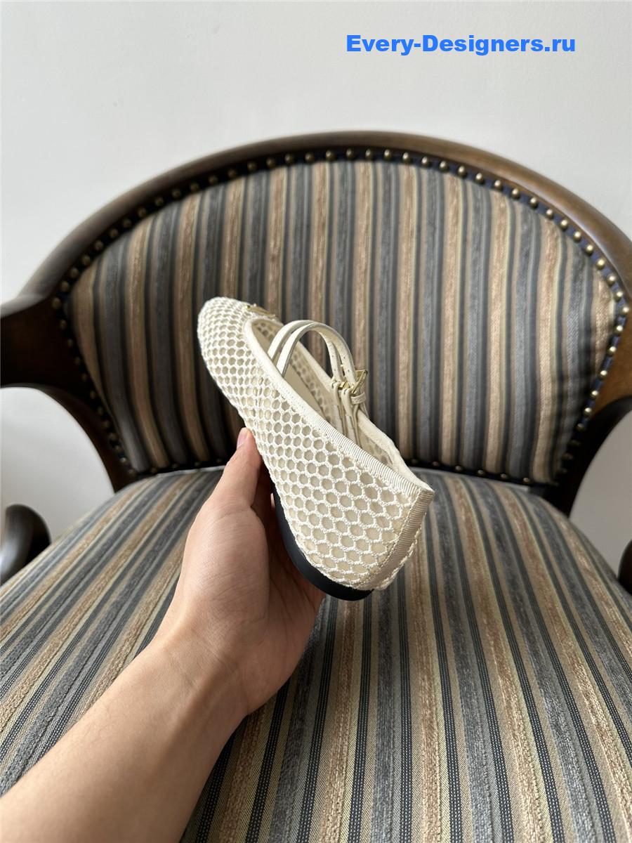 Pra*a ballerine mesh mary jane flat in beige