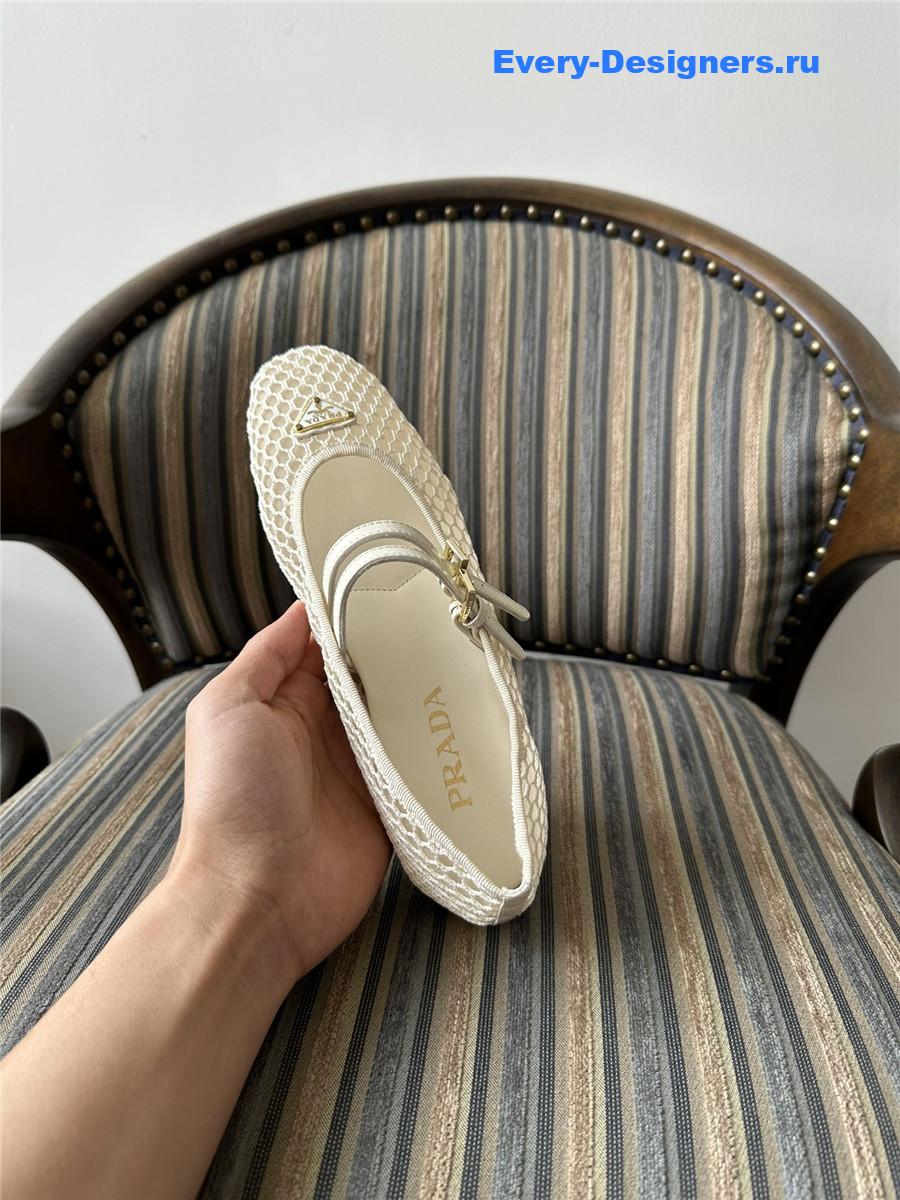 Pra*a ballerine mesh mary jane flat in beige