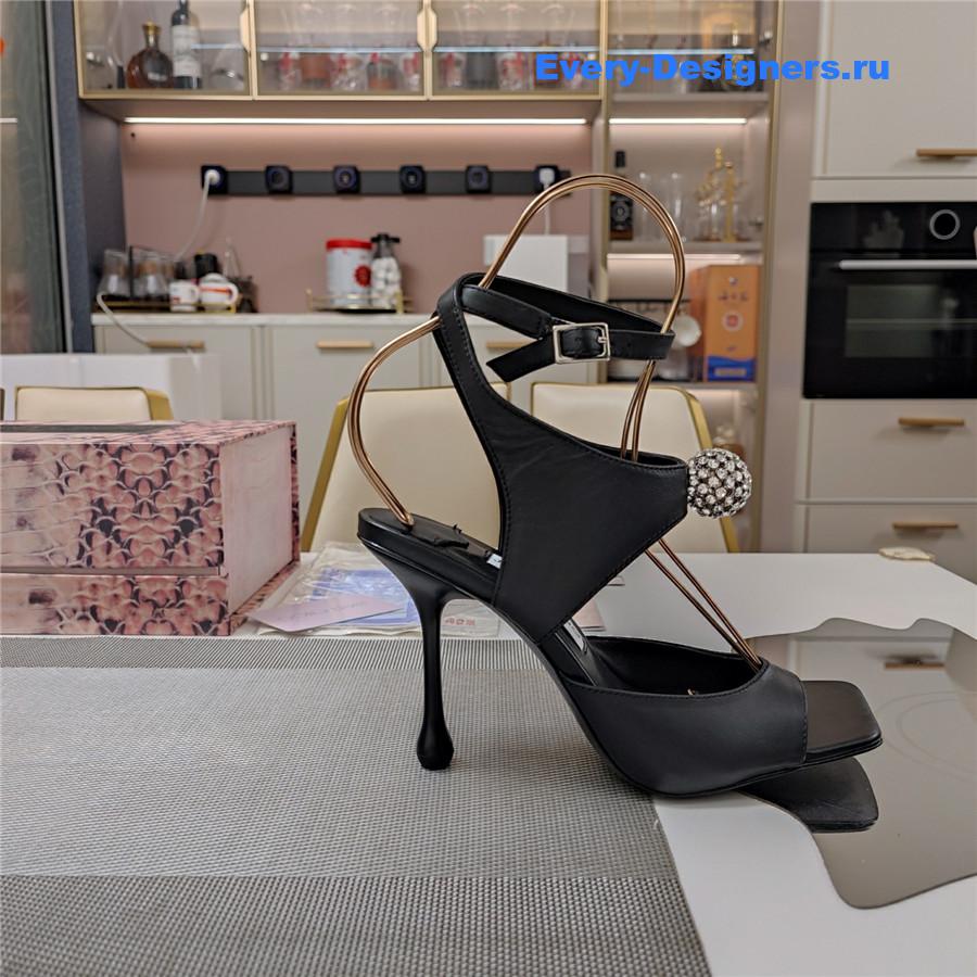 J1m*y Ch00 orb 95 black velvet sandals