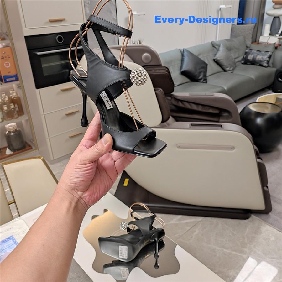 J1m*y Ch00 orb 95 black velvet sandals