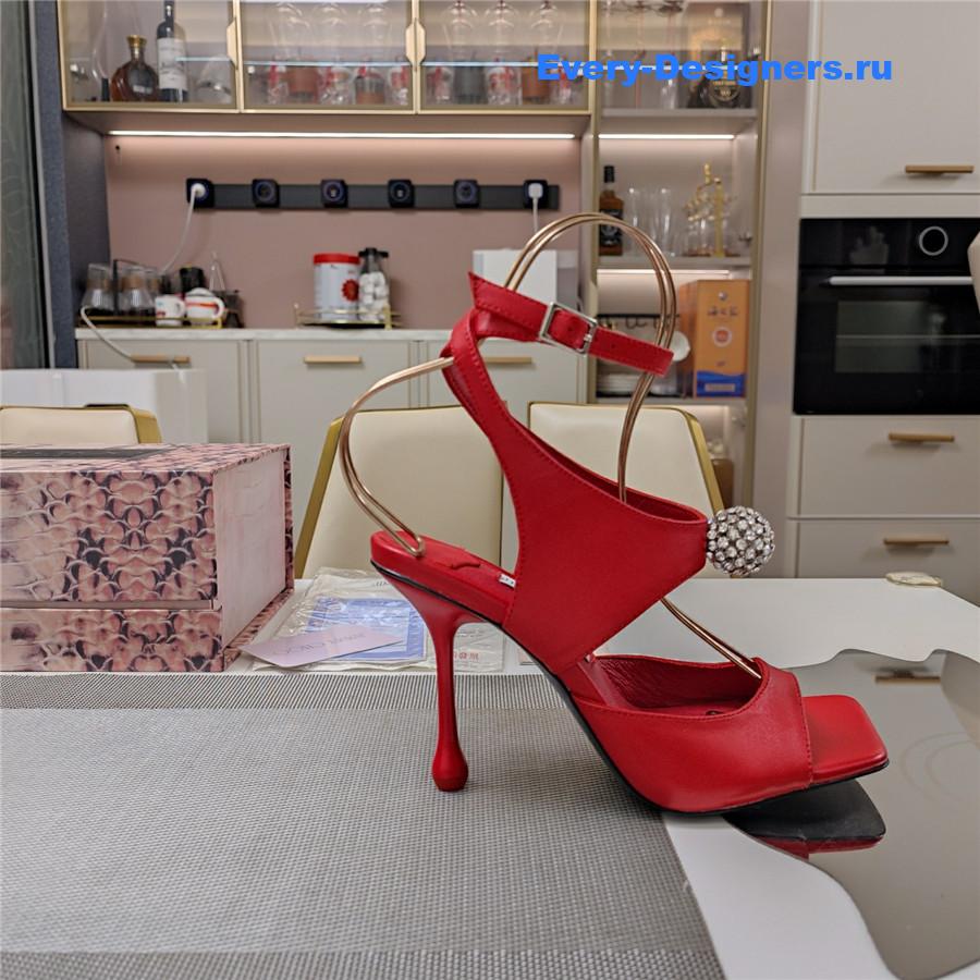 J1m*y Ch00 orb 95 red velvet sandals