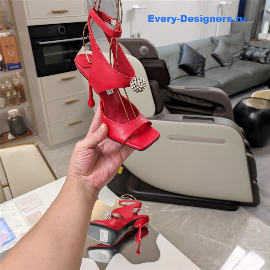 J1m*y Ch00 orb 95 red velvet sandals