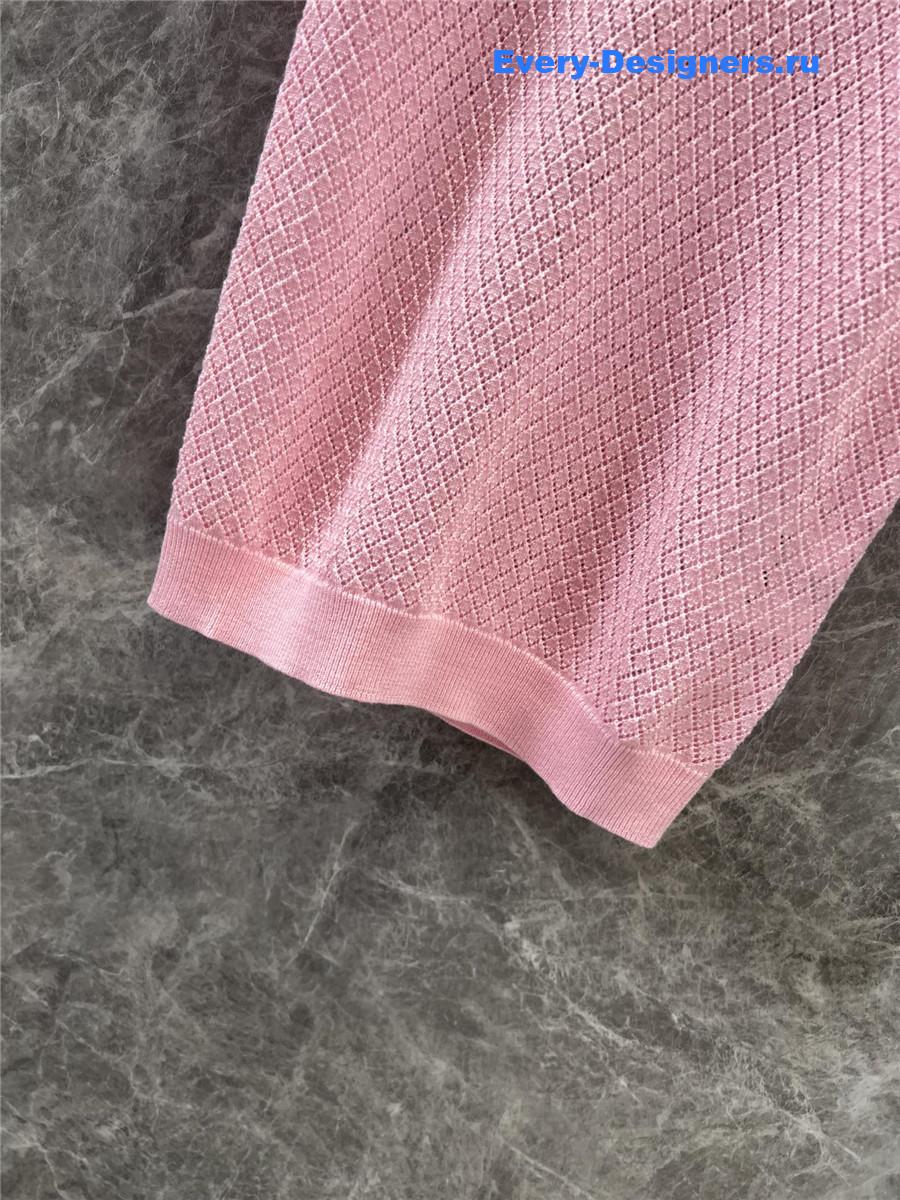 Miu Miu Pink Hollow Knit Top