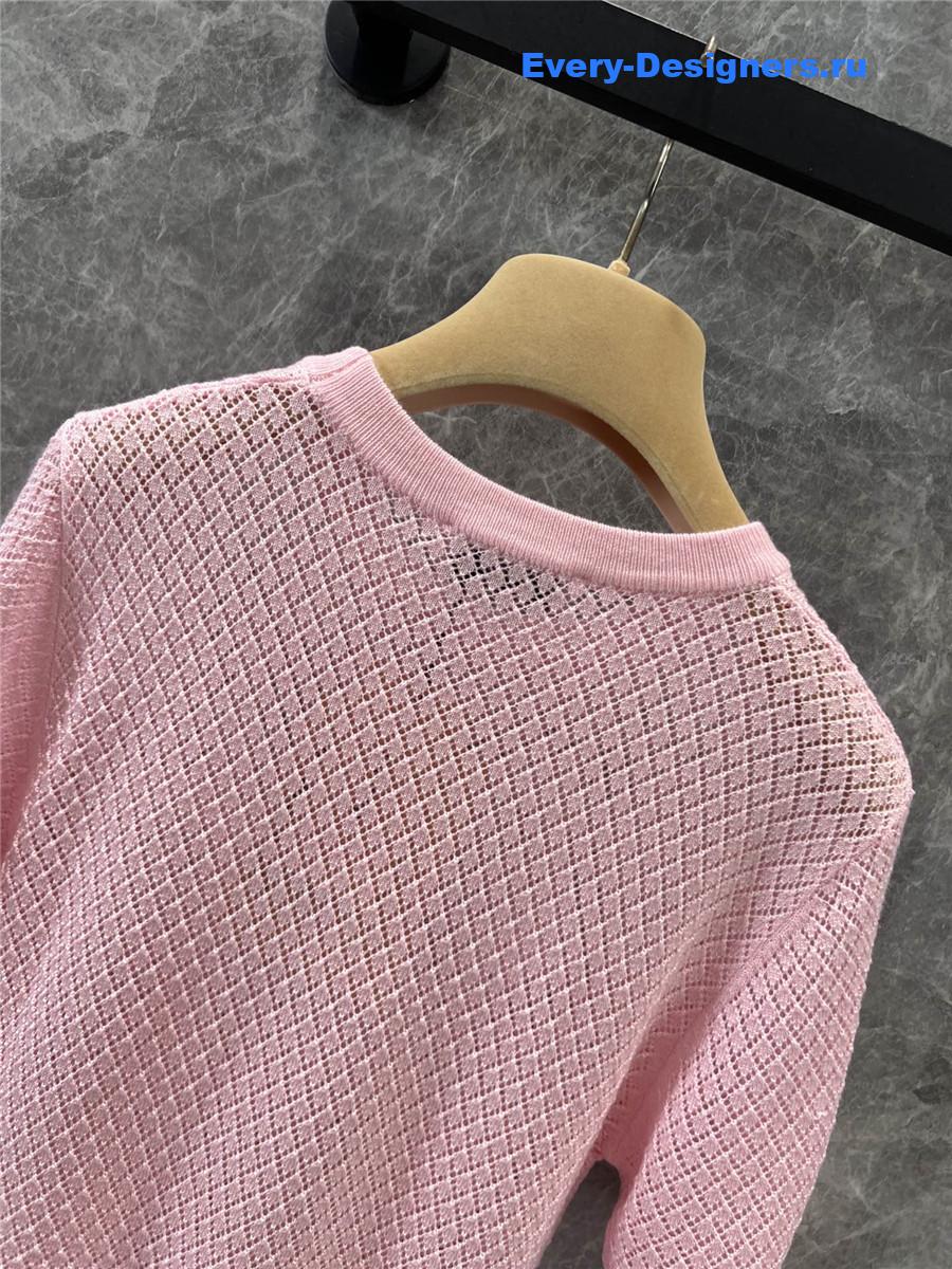 Miu Miu Pink Hollow Knit Top