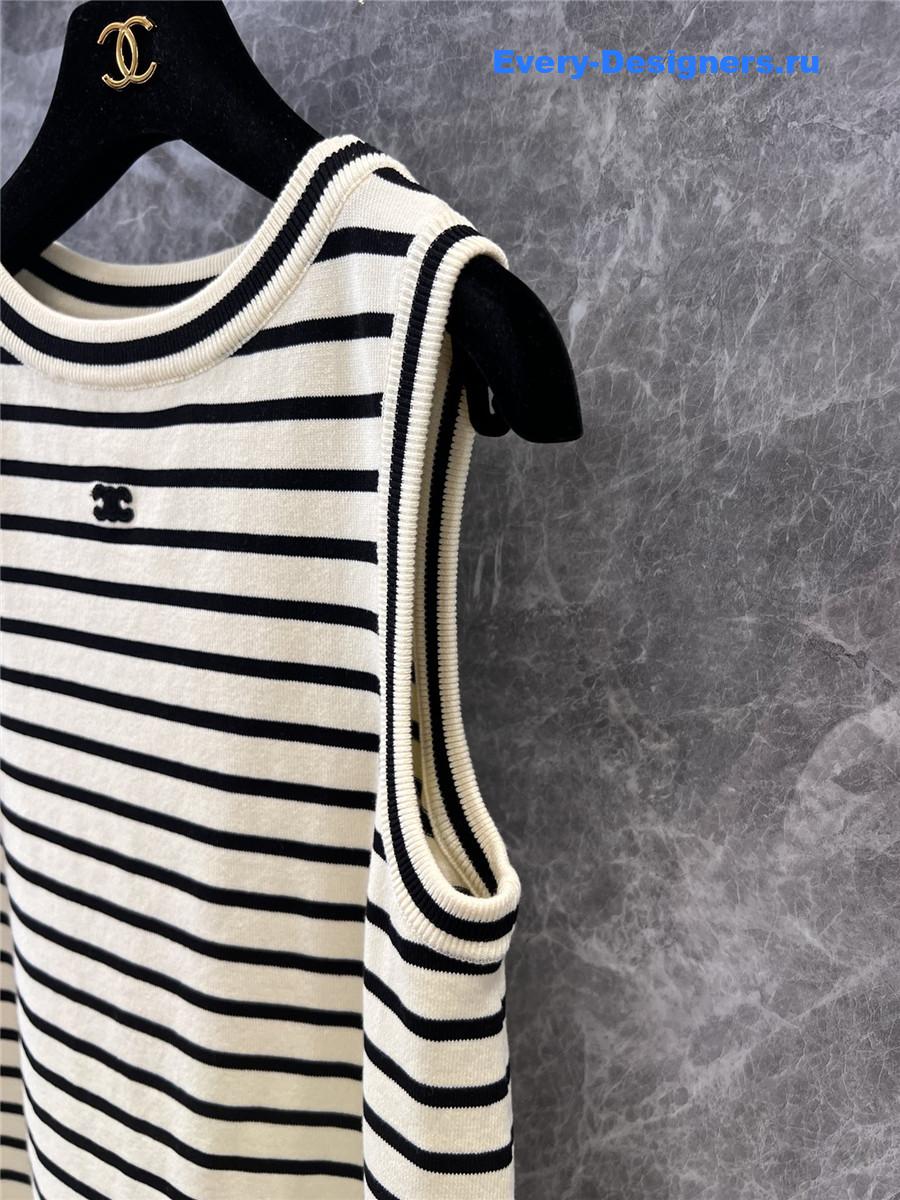 Ch**el logo embroidered striped knitted vest dress
