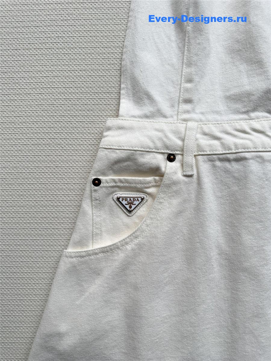 Pra*a white denim dungaree dress