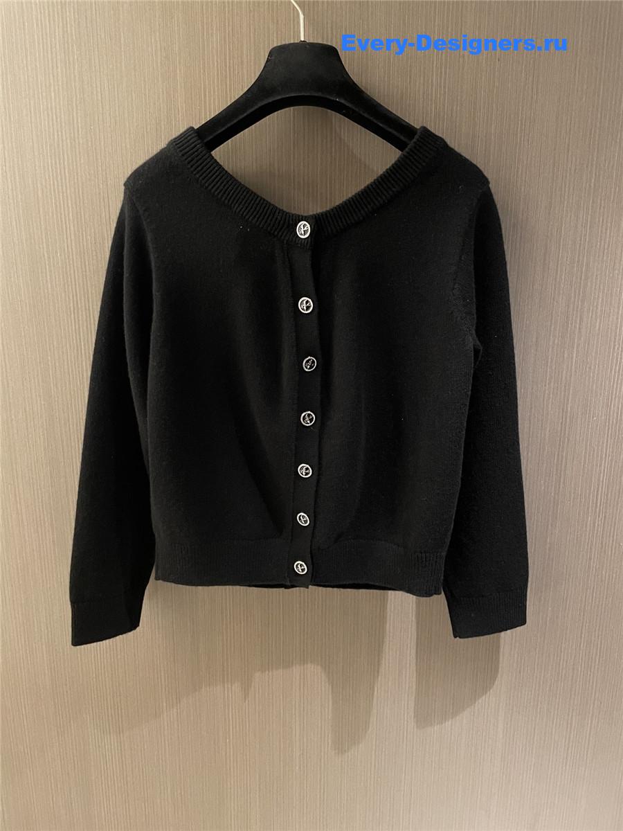 Ch**el black cashmere double button cardigan