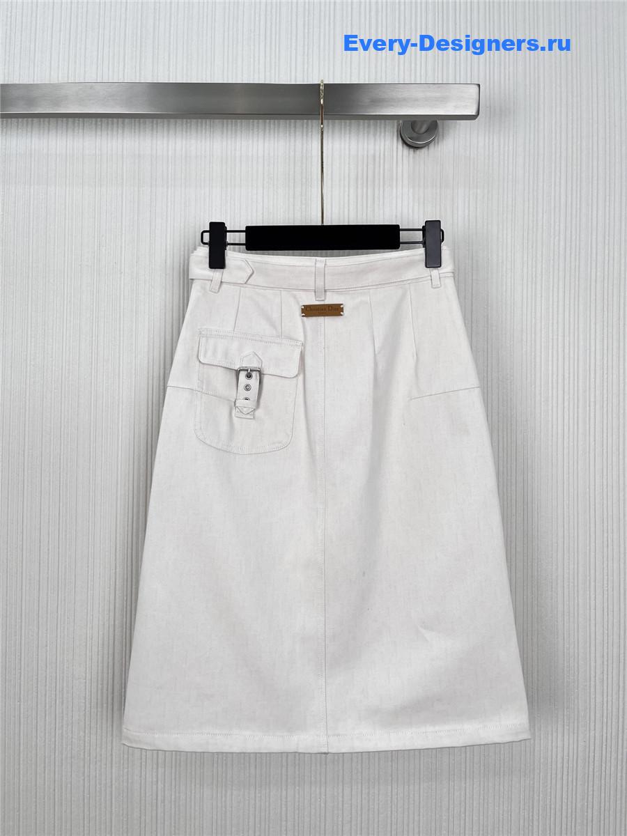 D10r white denim midi skirt