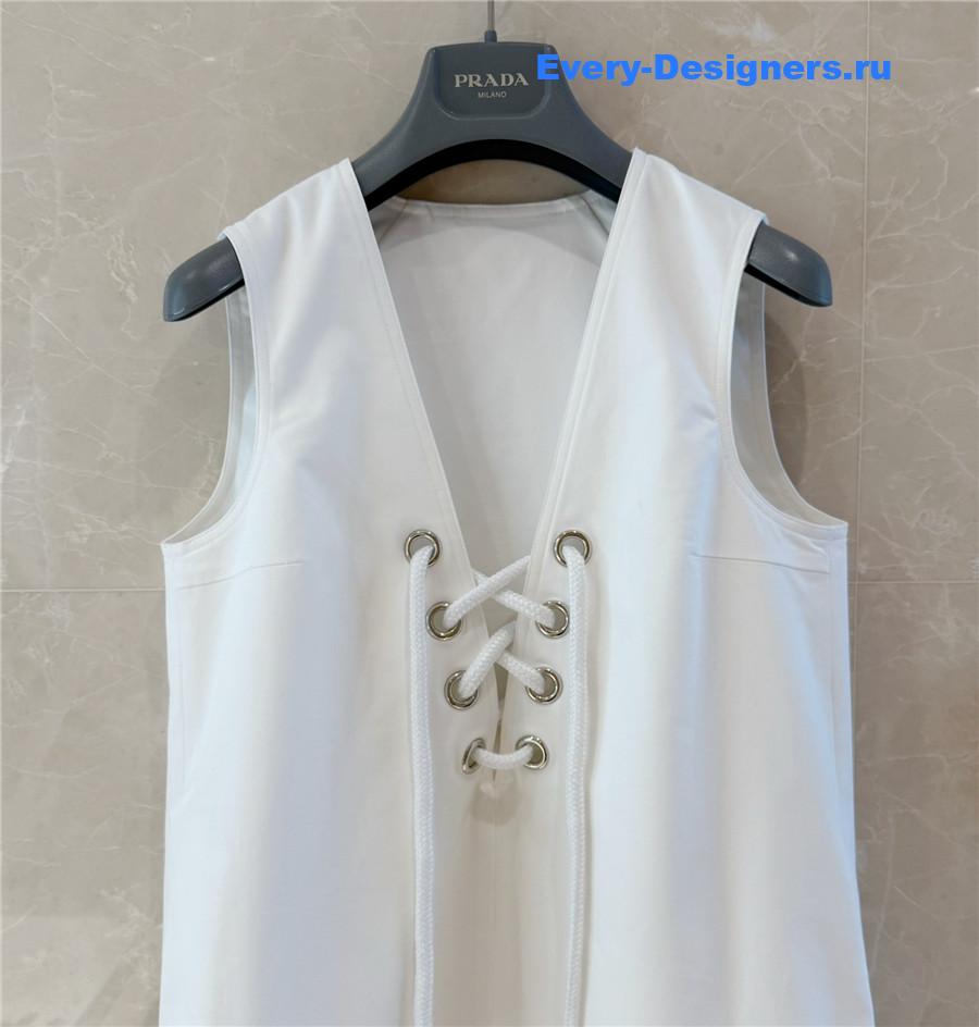 Pra*a white satin mini dress