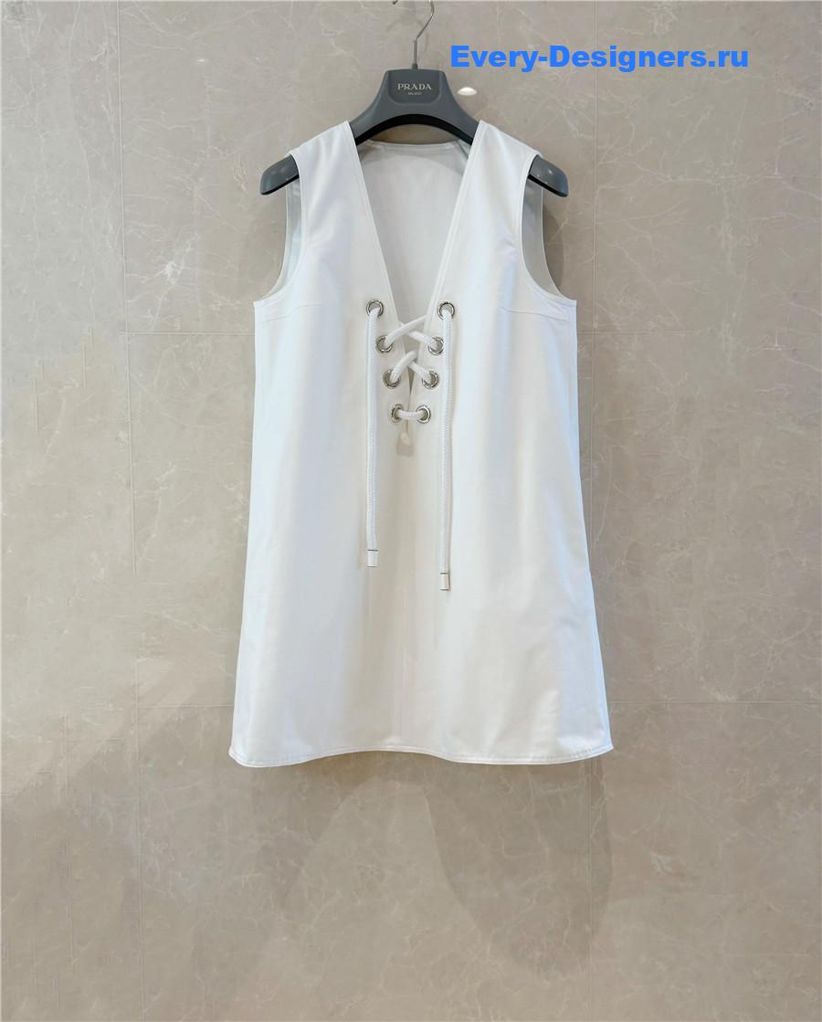Pra*a white satin mini dress