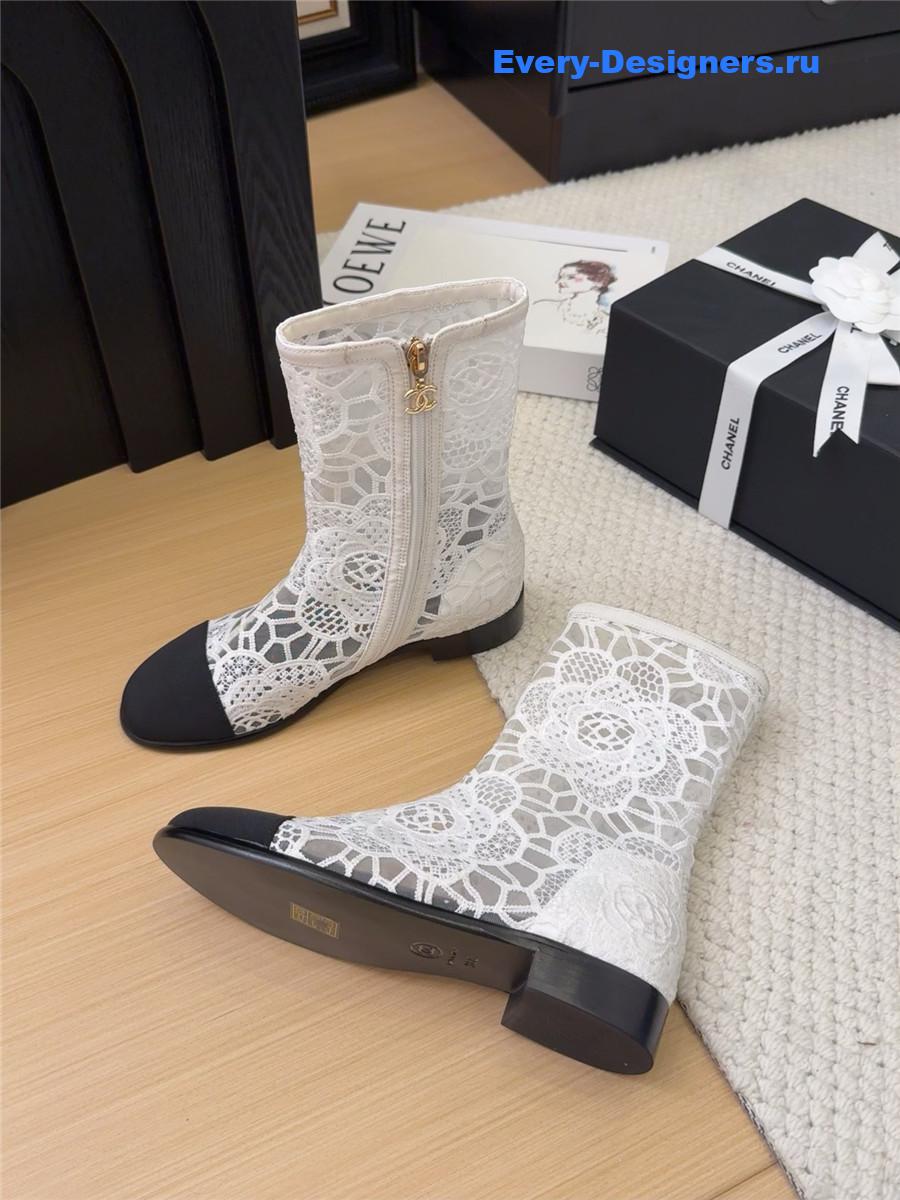 Ch**el white lace mesh boots