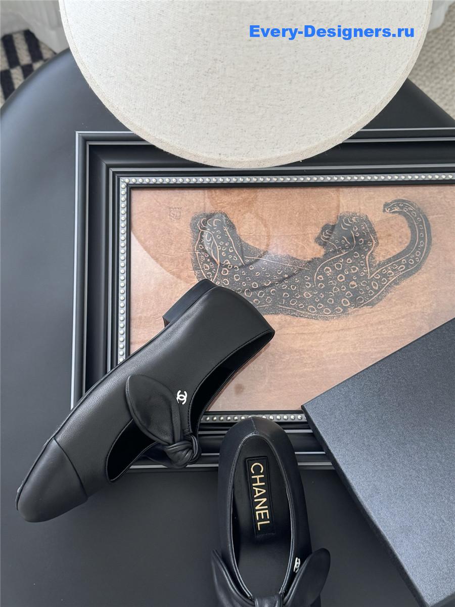 Ch**el black leather mary jane flats