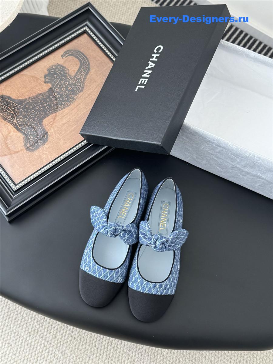 Ch**el blue denim mary jane flats