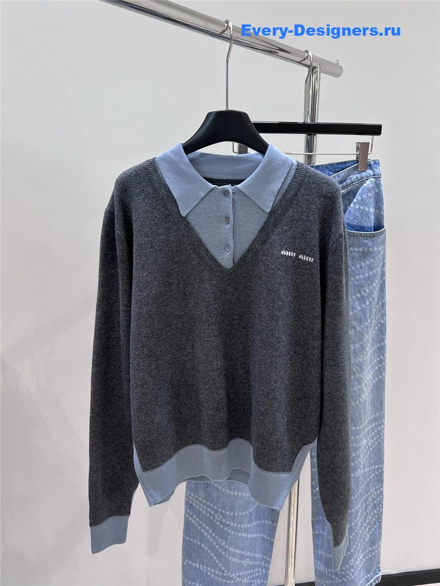 Miu Miu Cashmere Wool Polo Sweater