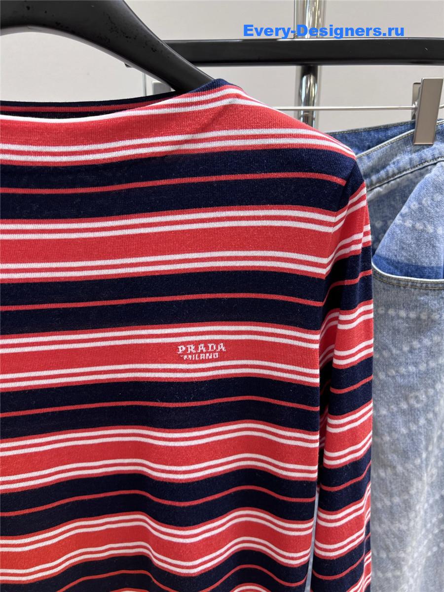 Pra*a striped boat neck sweater