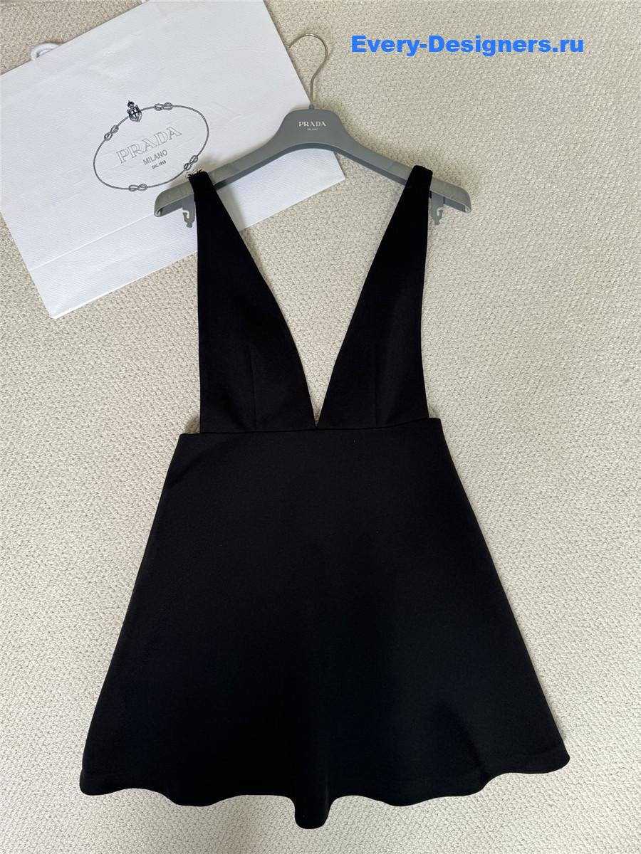 Pra*a black embroidered sablé mini-dress