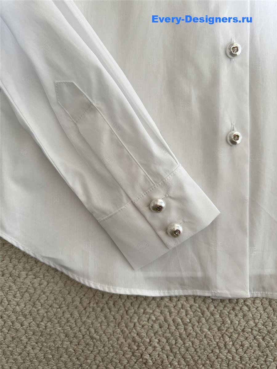 Ch**el pearl-embellished shirt in white