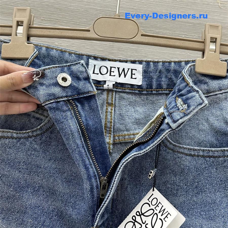 L0ew* washed blue denim shorts