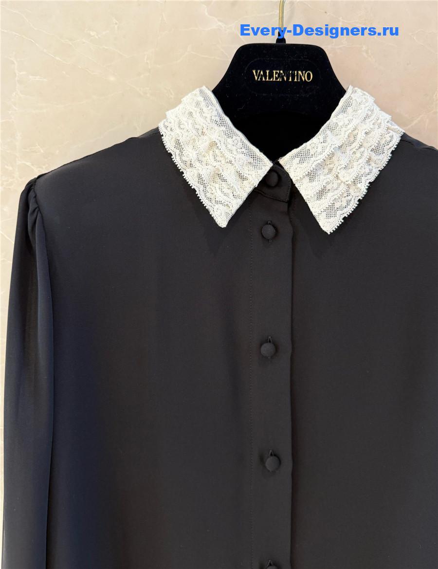 Va1e*ntin0 lace-trimmed silk shirt