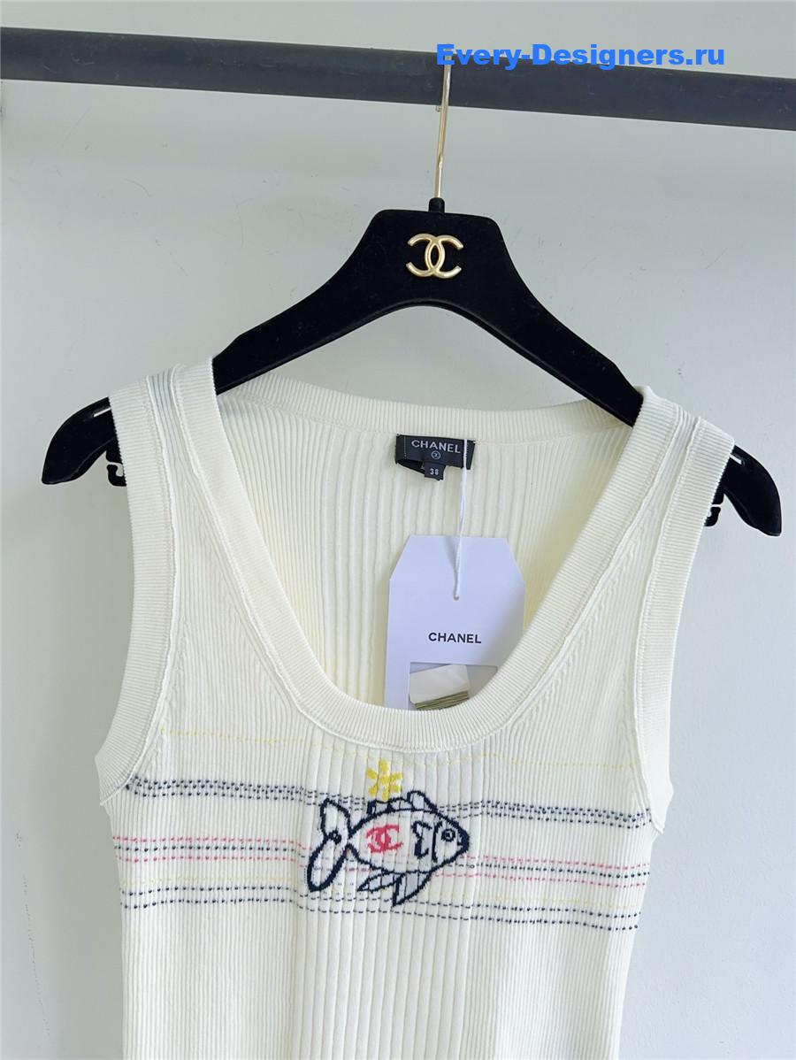 Ch**el white embroidered knit vest
