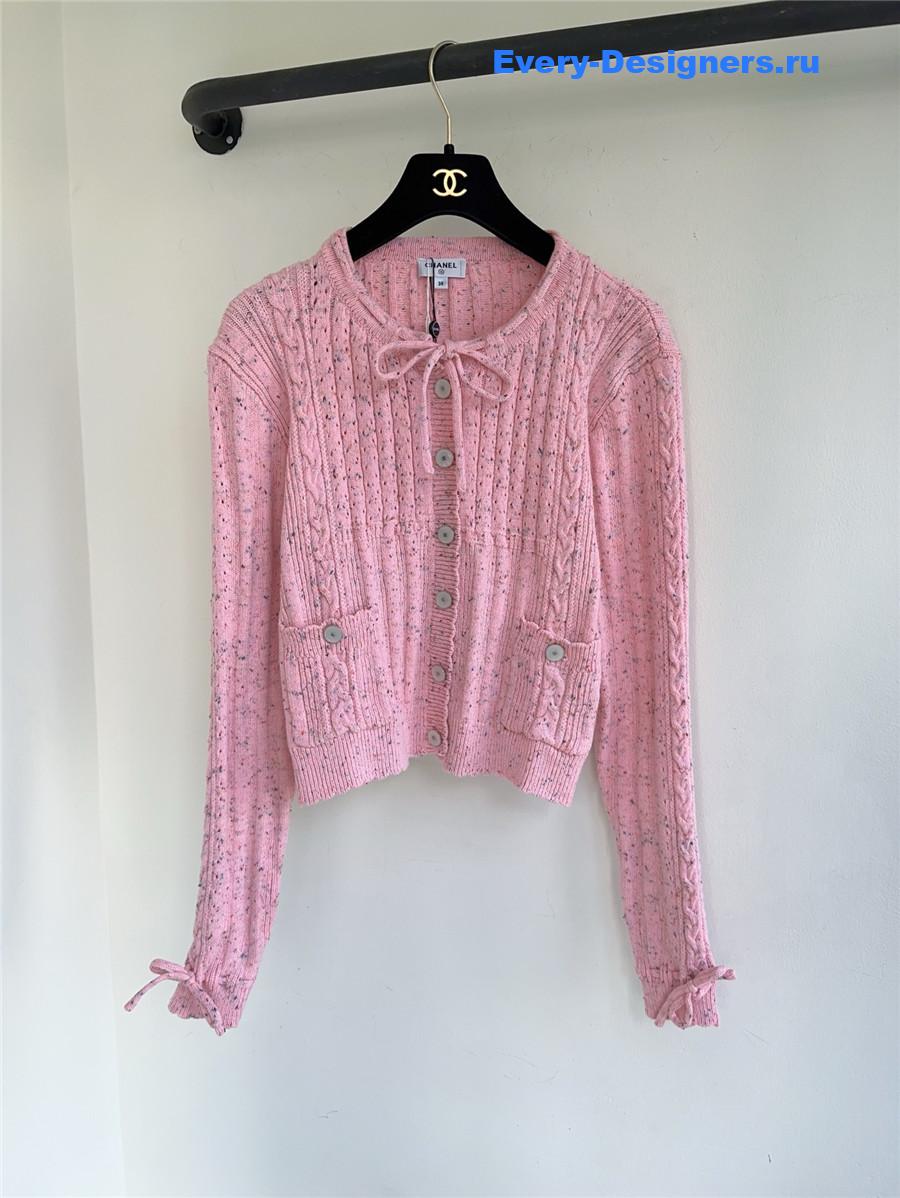 Ch**el pink bow knit cardigan