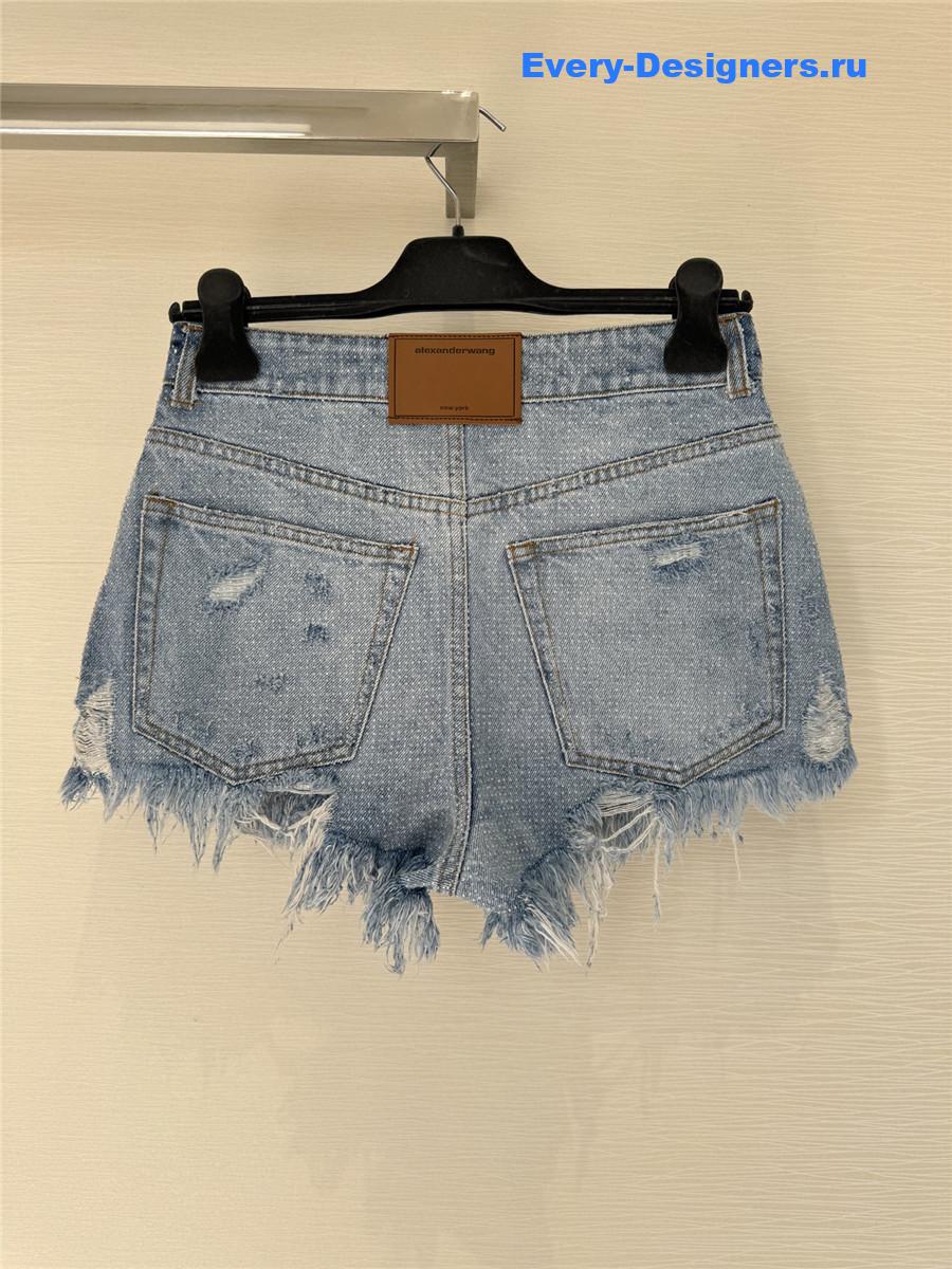 A1exa*der wang rhinestone frayed denim shorts