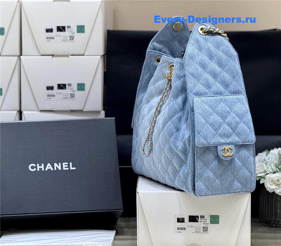 Ch**el blue washed denim handbag