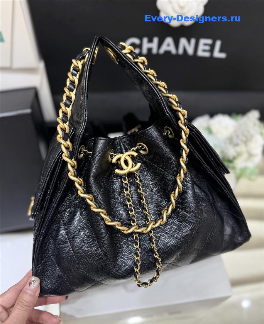 Ch**el small black calfskin handbag