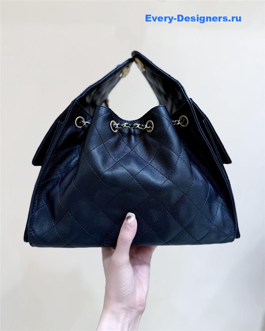 Ch**el small black calfskin handbag