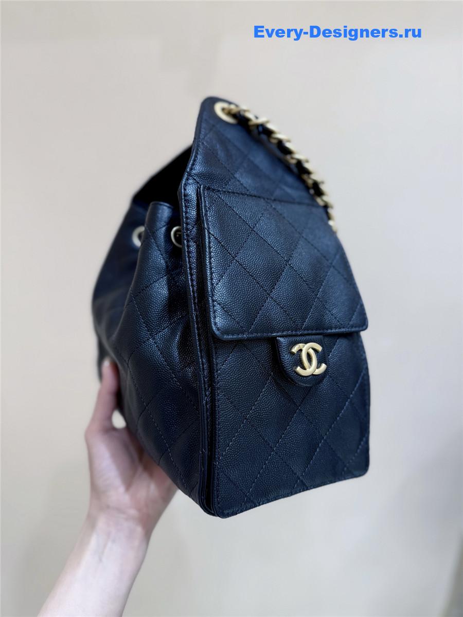 Ch**el small black calfskin handbag