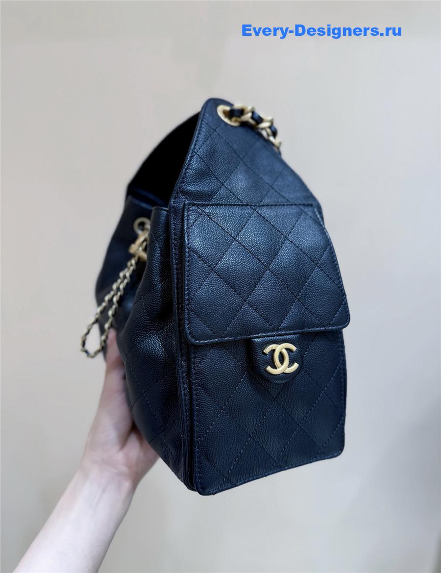 Ch**el small black calfskin handbag