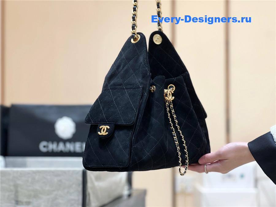 Ch**el small black suede calfskin handbag