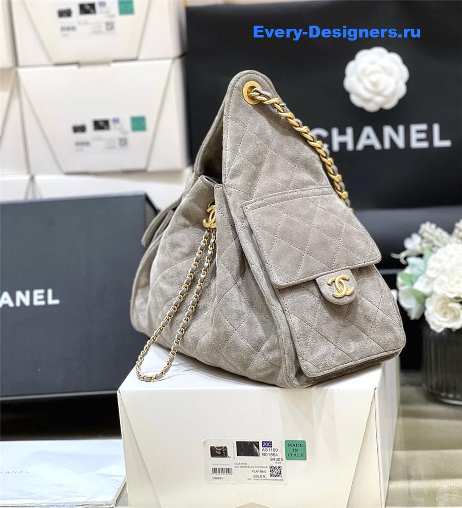 Ch**el small grey suede calfskin handbag