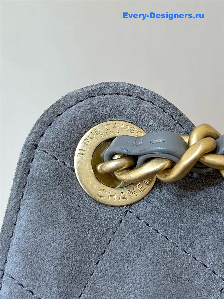 Ch**el small grey suede calfskin handbag