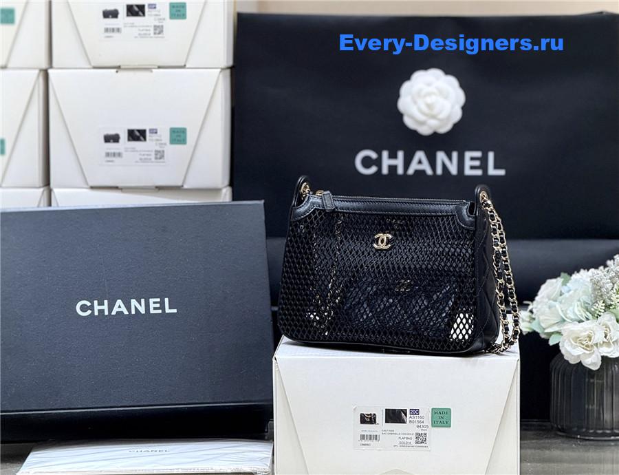 Ch**el chain black mesh lambskin clutch