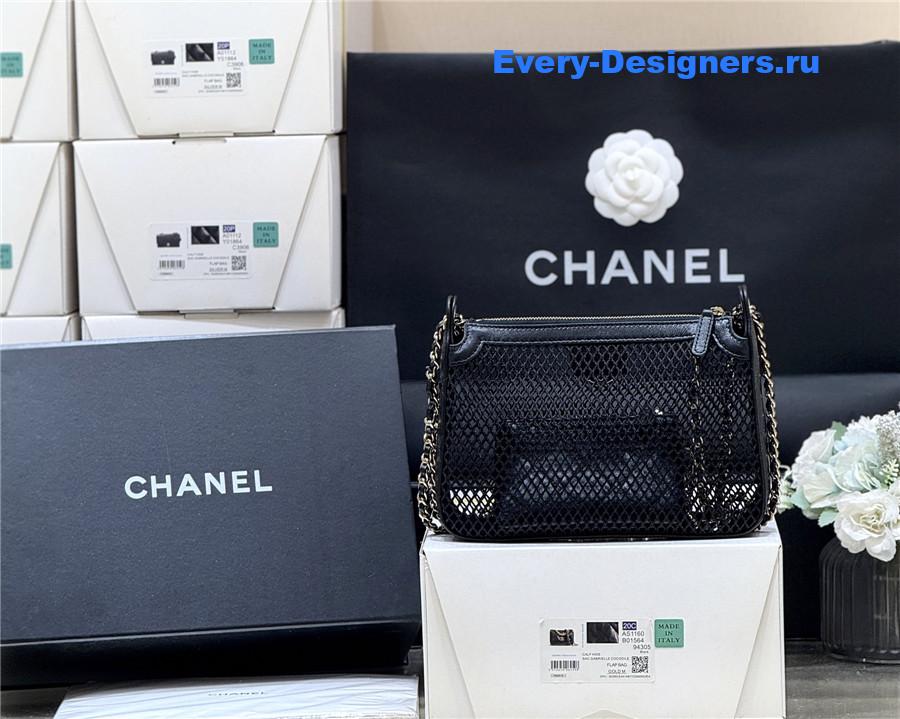 Ch**el chain black mesh lambskin clutch