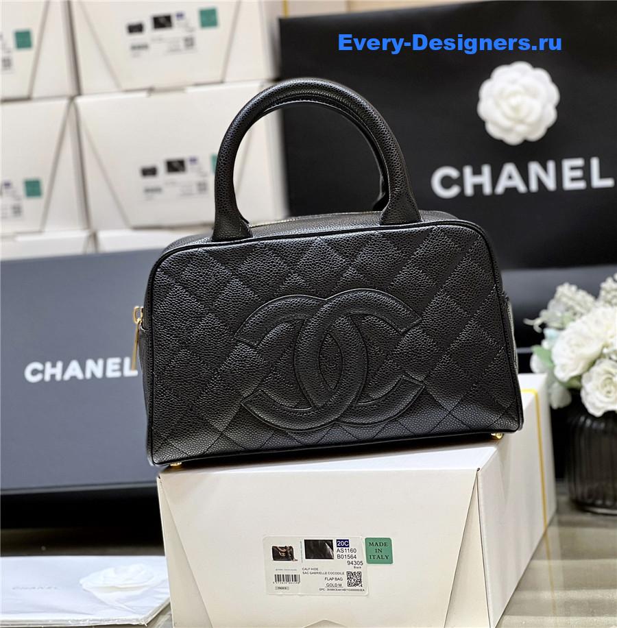 Ch**el black caviar bowler bag