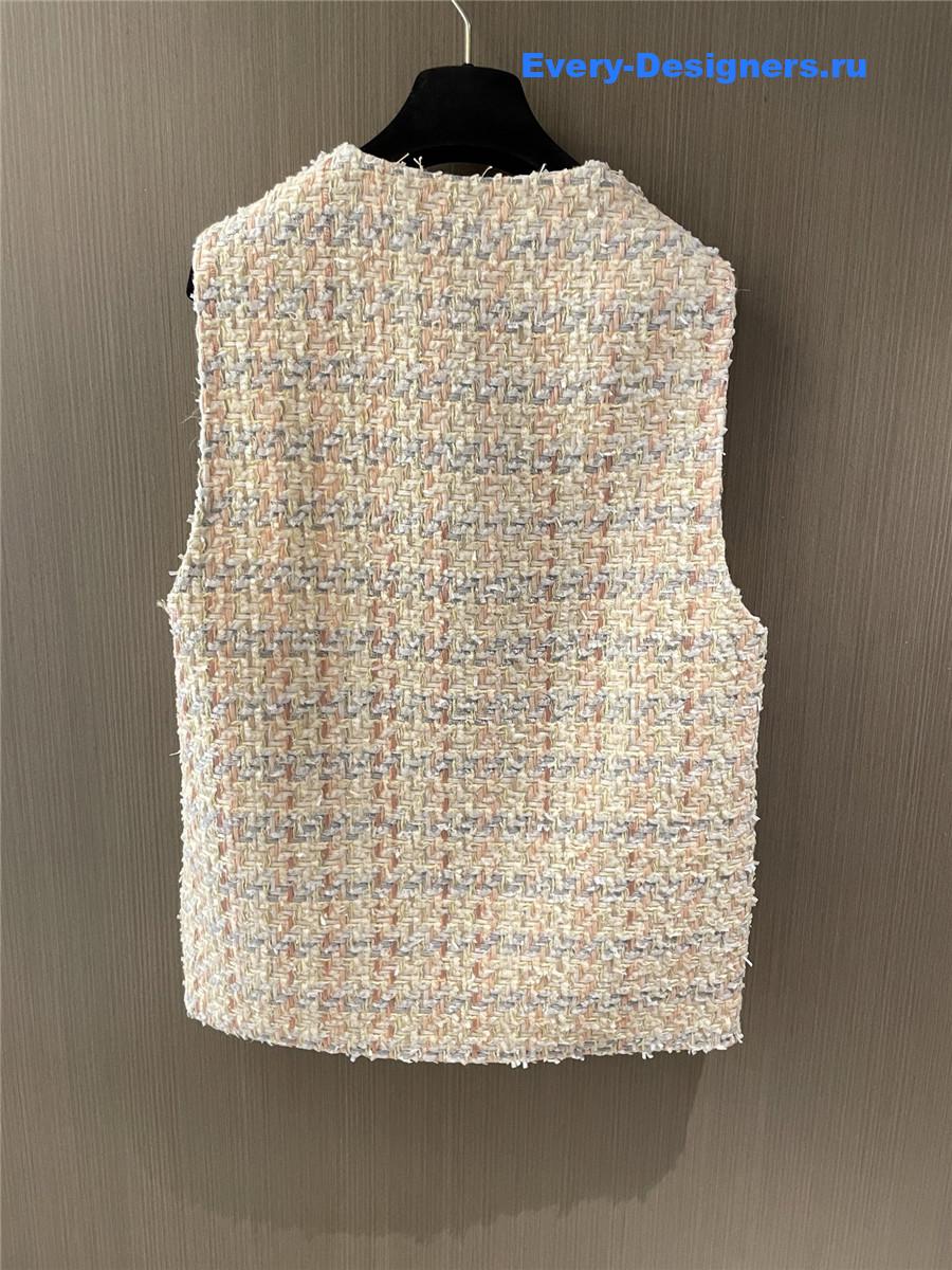 Ch**el checked tweed vest coat