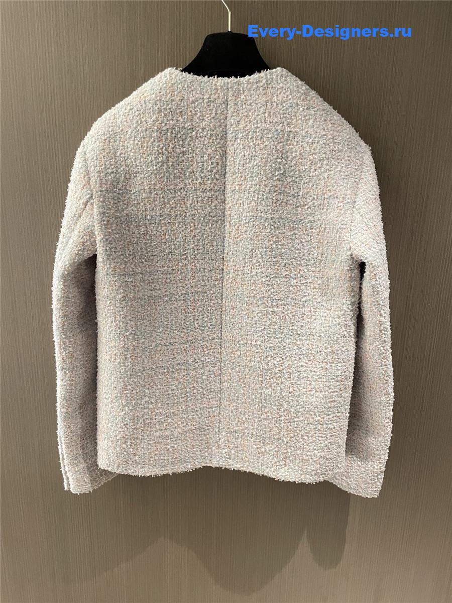 Ch**el checked tweed blue pink coat