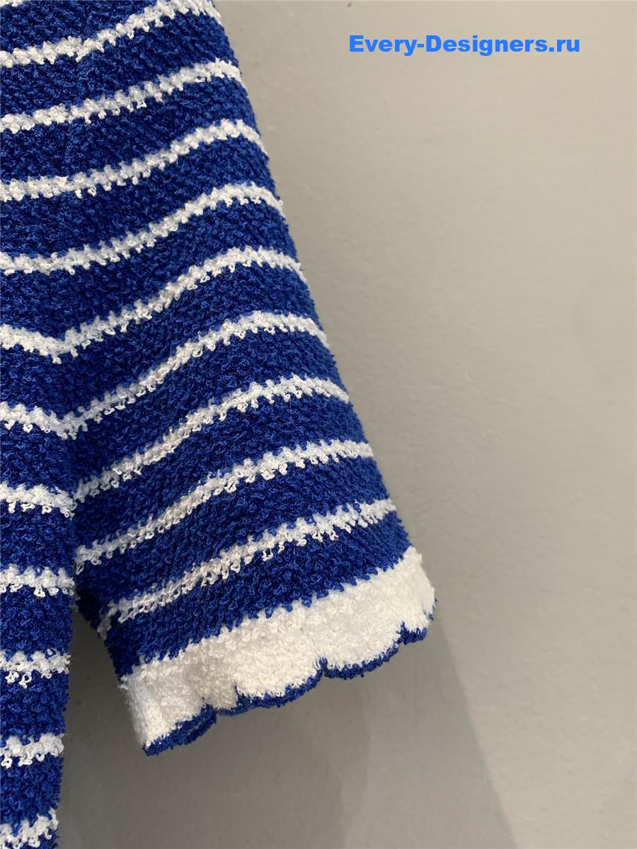 Miu Miu Blue White Striped Knit Top