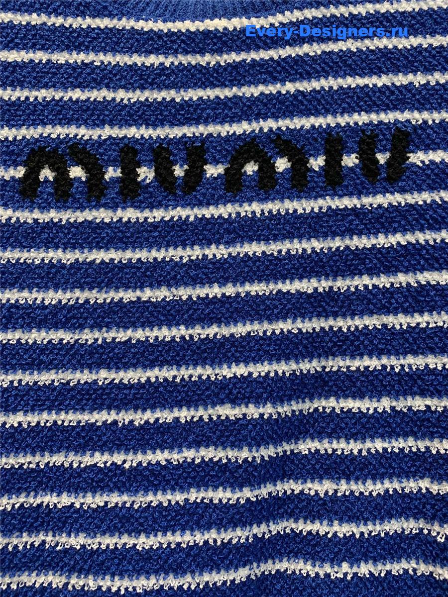 Miu Miu Blue White Striped Knit Top
