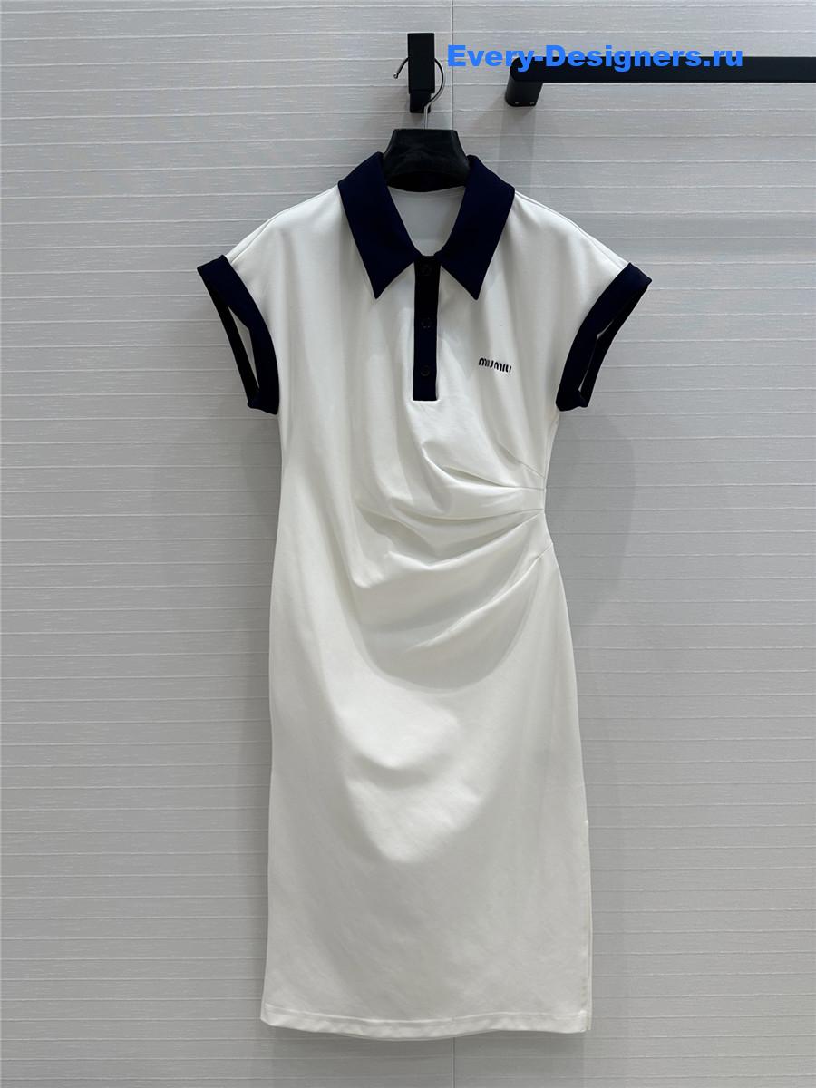 Miu Miu Mini Polo Dress in White