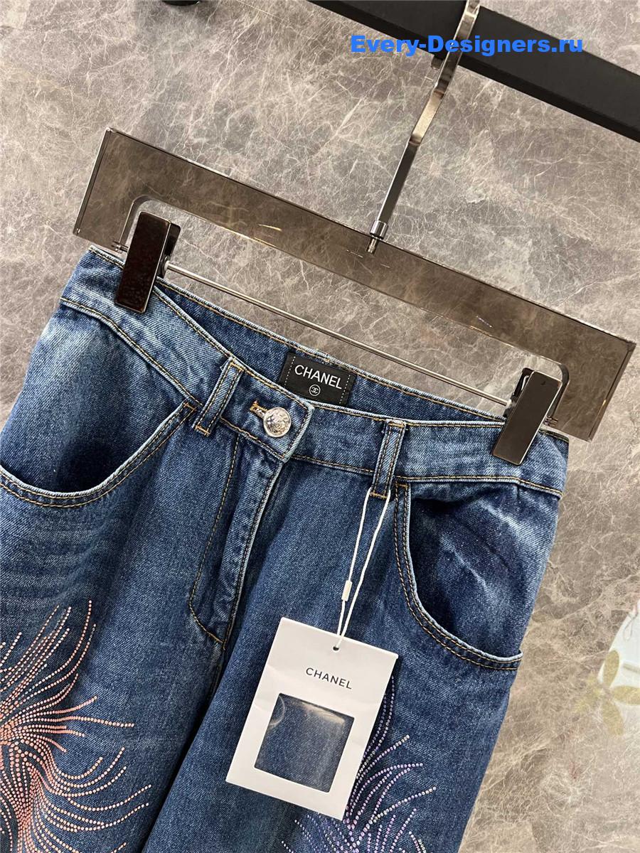 ch**el blue feather D1am0nd jeans