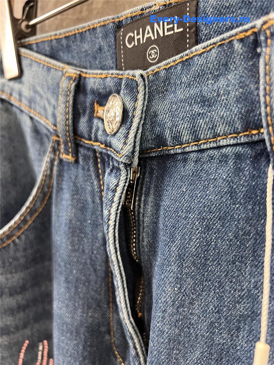 ch**el blue feather D1am0nd jeans