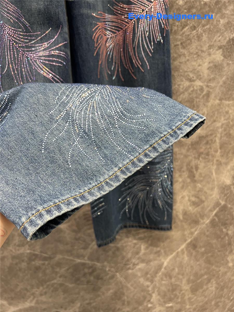 ch**el blue feather D1am0nd jeans