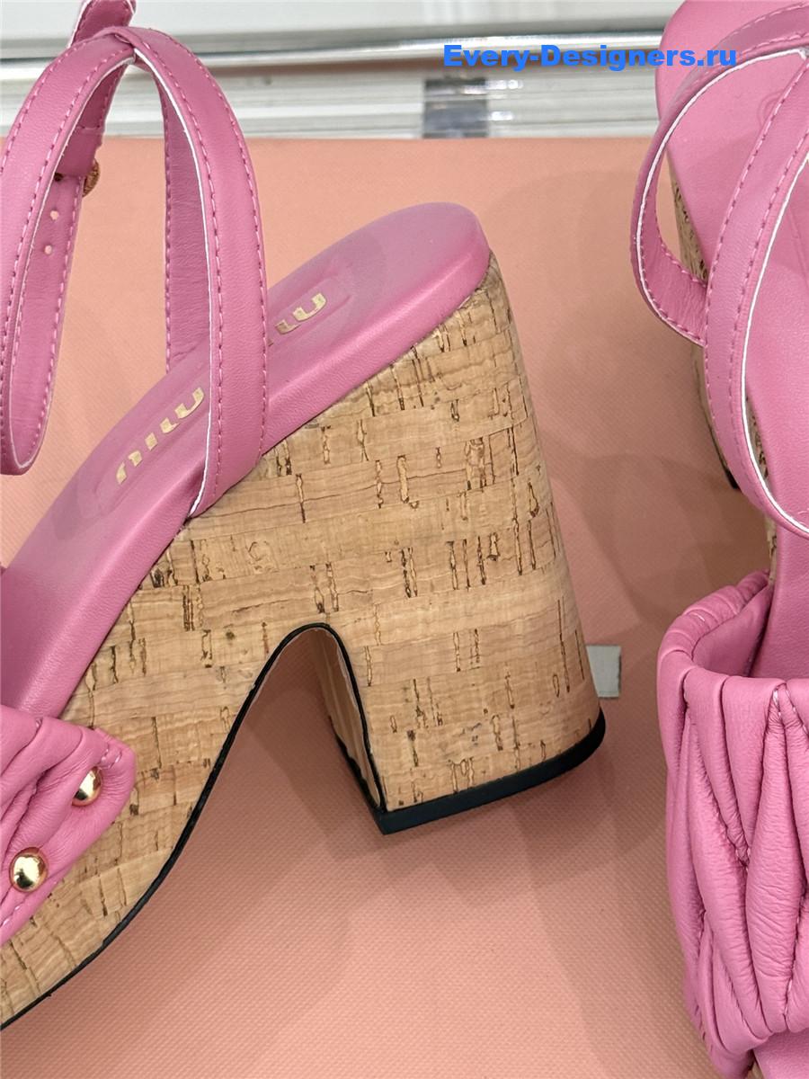 Miu Miu Pink Quilted Sandals