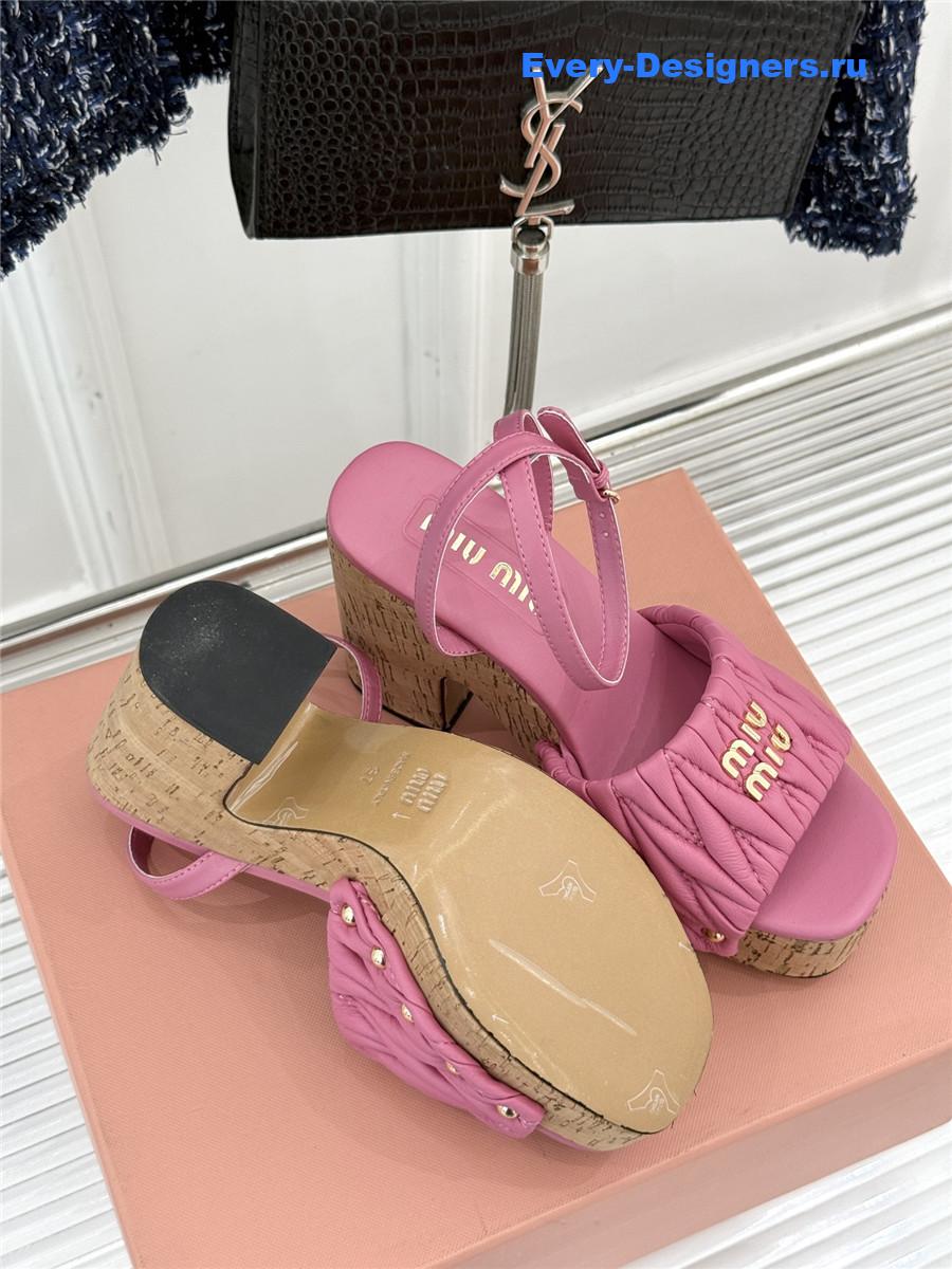 Miu Miu Pink Quilted Sandals